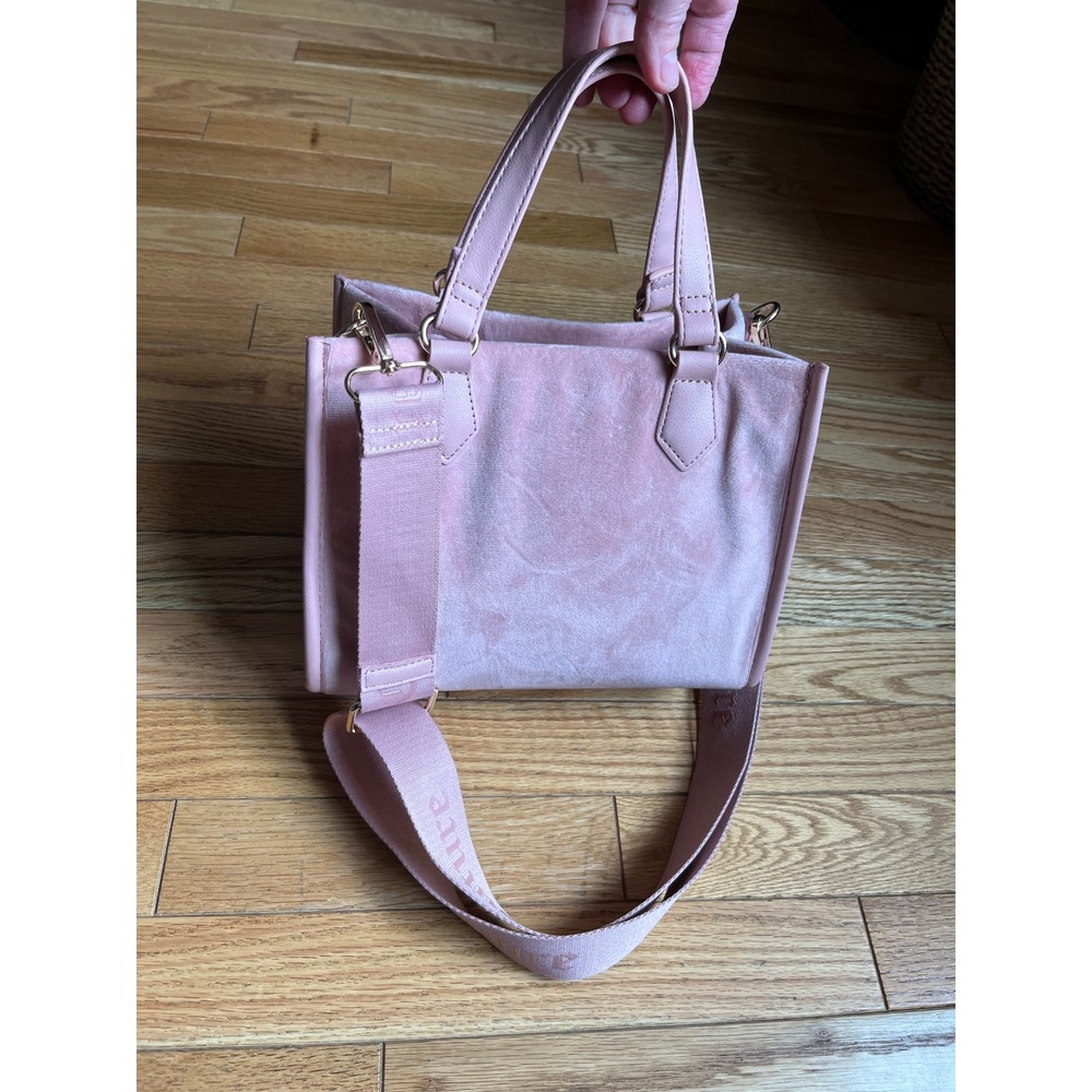 NWOTS Juicy Couture Pink Velour Rhinestone Tote Bag with Mini Purse Mirror - Picture 5 of 12